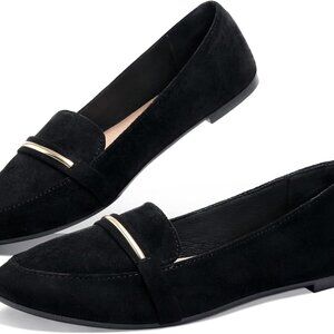 Women's Pointy Toe Loafer Flat Comfortable Faux Suede Work Shoes,Cute Penny Loaf